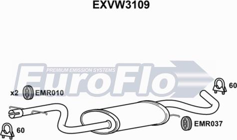 EuroFlo EXVW3109 - Середній глушник вихлопних газів avtolavka.club