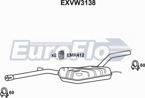 EuroFlo EXVW3138 - Середній глушник вихлопних газів avtolavka.club