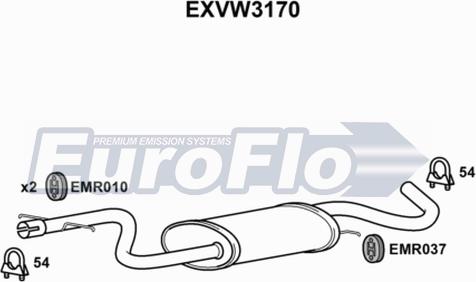 EuroFlo EXVW3170 - Середній глушник вихлопних газів avtolavka.club