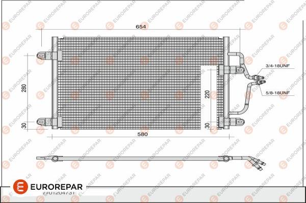 EUROREPAR 1609637580 - Конденсатор, кондиціонер avtolavka.club