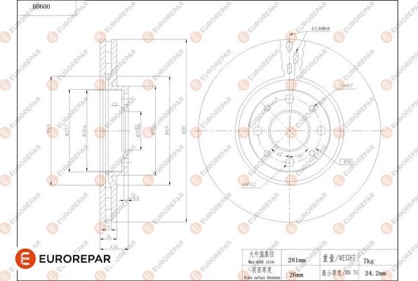 EUROREPAR 1684304280 - Гальмівний диск avtolavka.club