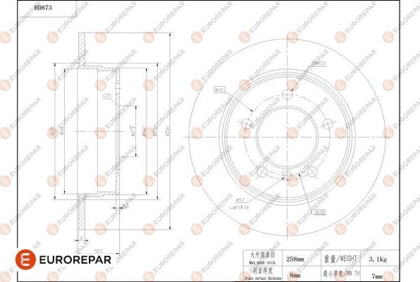 EUROREPAR 1684331580 - Гальмівний диск avtolavka.club