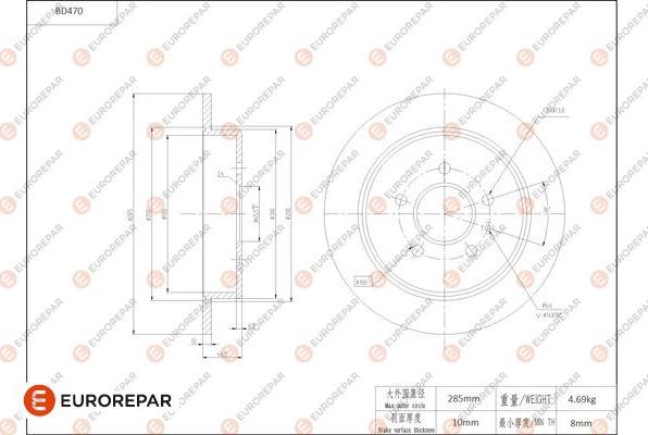 EUROREPAR 1684291280 - Гальмівний диск avtolavka.club