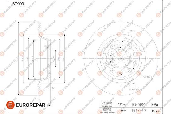 EUROREPAR 1684244780 - Гальмівний диск avtolavka.club