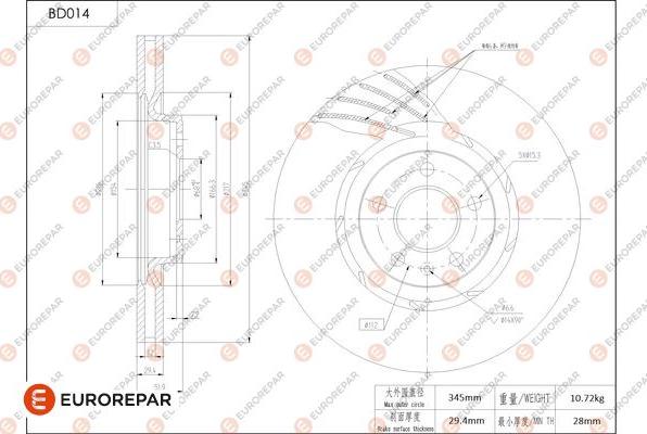 EUROREPAR 1684245680 - Гальмівний диск avtolavka.club