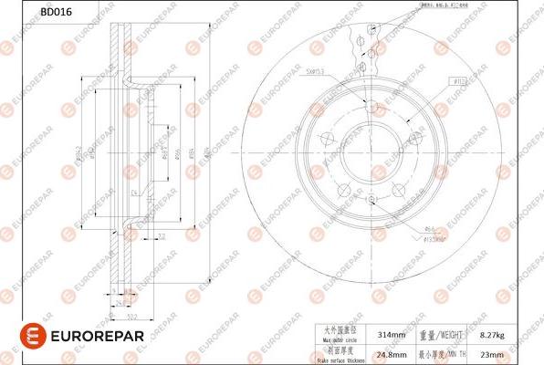 EUROREPAR 1684245880 - Гальмівний диск avtolavka.club