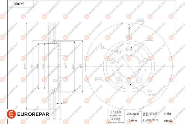 EUROREPAR 1684246780 - Гальмівний диск avtolavka.club