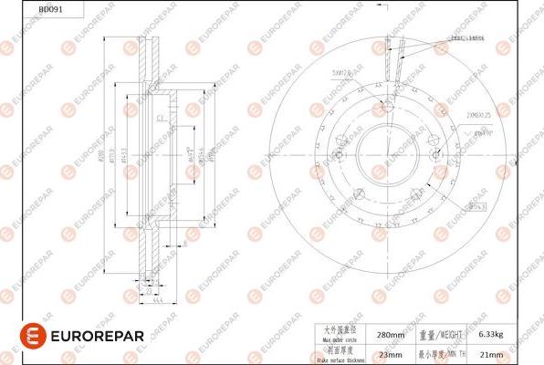 EUROREPAR 1684253380 - Гальмівний диск avtolavka.club