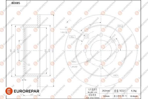 EUROREPAR 1684252780 - Гальмівний диск avtolavka.club