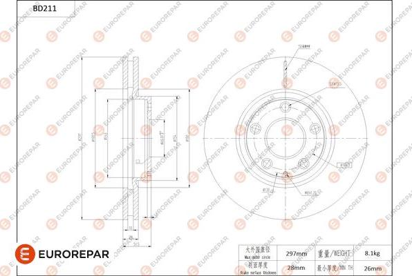 EUROREPAR 1684265380 - Гальмівний диск avtolavka.club