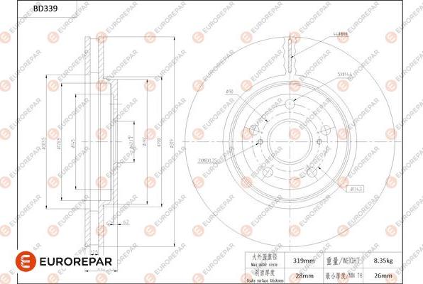 EUROREPAR 1684278180 - Гальмівний диск avtolavka.club