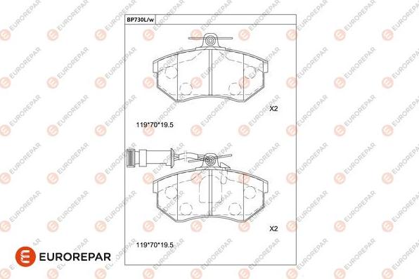 EUROREPAR 1681259780 - Гальмівні колодки, дискові гальма avtolavka.club