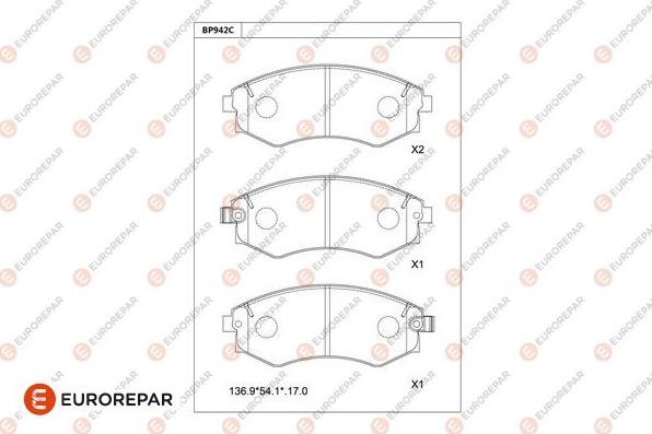 EUROREPAR 1681209880 - Гальмівні колодки, дискові гальма avtolavka.club