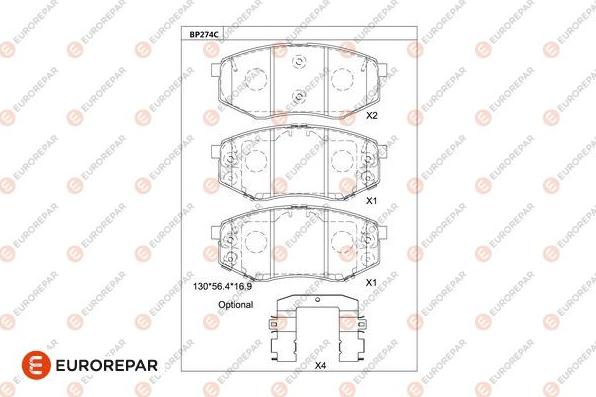 EUROREPAR 1681213080 - Гальмівні колодки, дискові гальма avtolavka.club