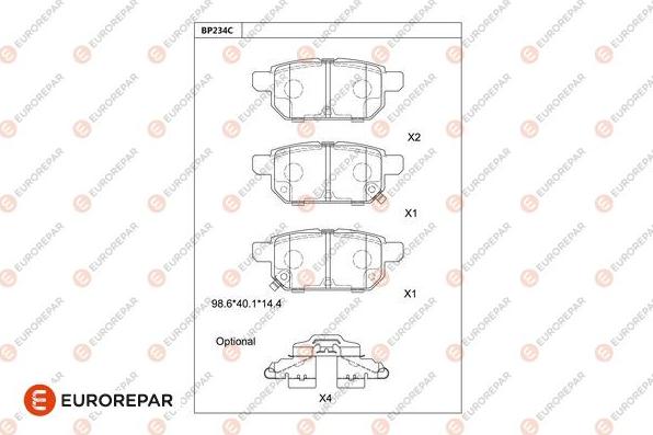 EUROREPAR 1681230780 - Гальмівні колодки, дискові гальма avtolavka.club