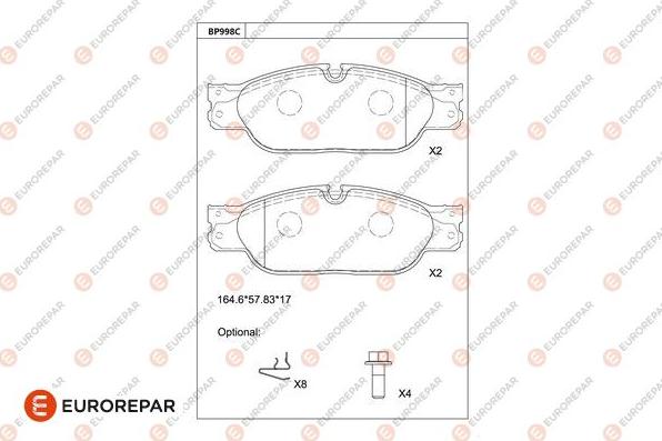 EUROREPAR 1681276180 - Гальмівні колодки, дискові гальма avtolavka.club