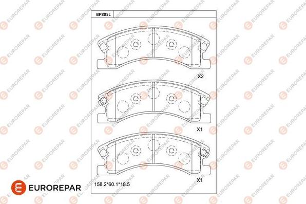 EUROREPAR 1681276780 - Гальмівні колодки, дискові гальма avtolavka.club