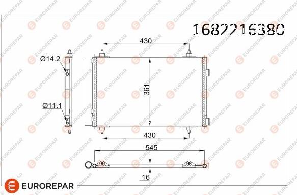 EUROREPAR 1682216380 - Конденсатор, кондиціонер avtolavka.club