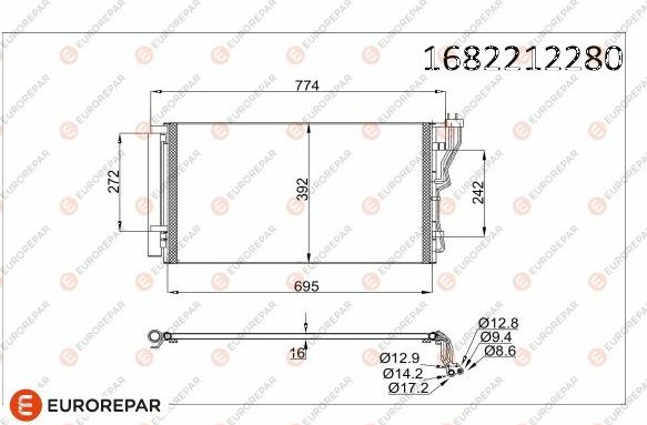 EUROREPAR 1682212280 - Конденсатор, кондиціонер avtolavka.club