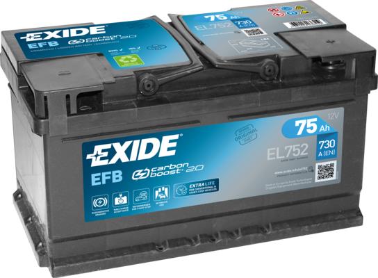 Exide EL752 - Стартерна акумуляторна батарея, АКБ avtolavka.club