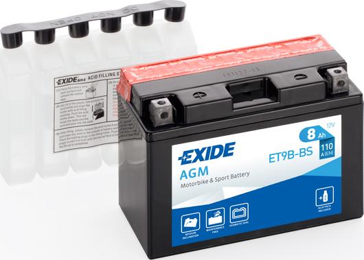 Exide ET9B-BS - Стартерна акумуляторна батарея, АКБ avtolavka.club