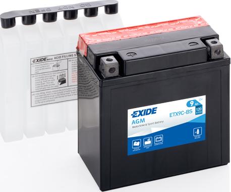 Exide ETX9C-BS - Стартерна акумуляторна батарея, АКБ avtolavka.club