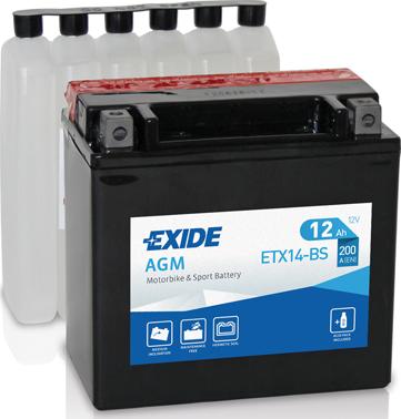 Exide ETX14-BS - Стартерна акумуляторна батарея, АКБ avtolavka.club