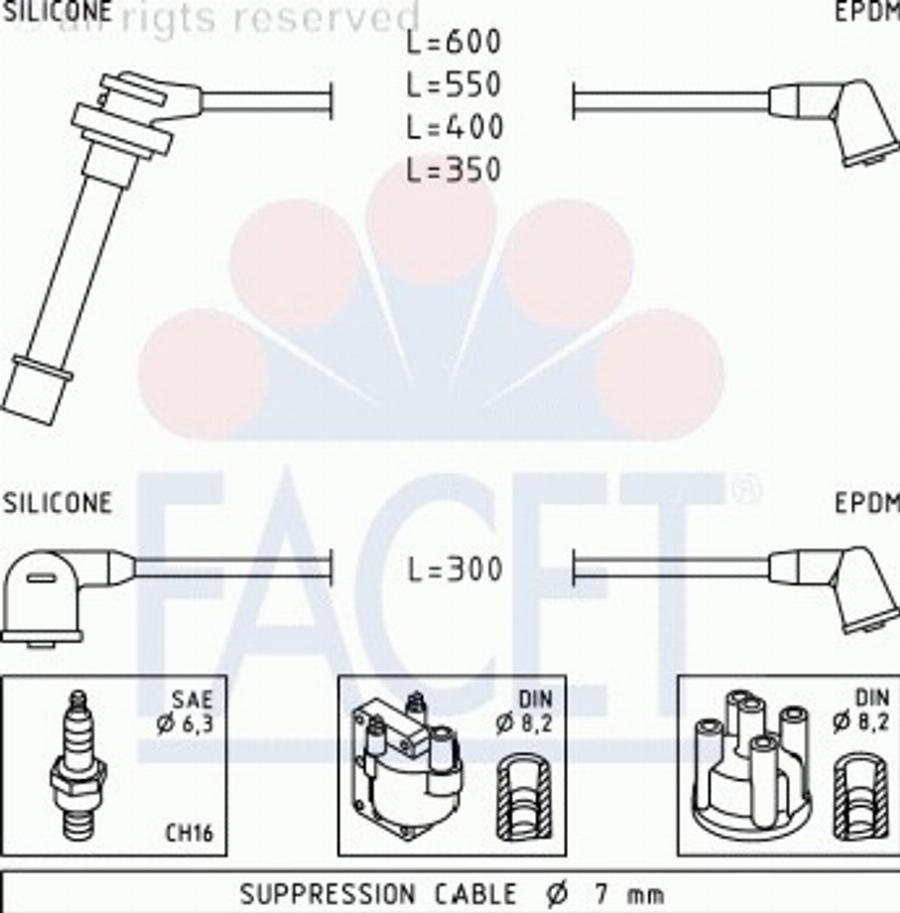 FACET 49996 - Комплект проводів запалювання avtolavka.club