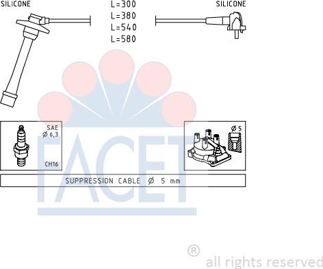 FACET 4.9435 - Комплект проводів запалювання avtolavka.club