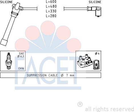 FACET 4.9505 - Комплект проводів запалювання avtolavka.club