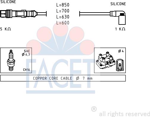 FACET 4.9601 - Комплект проводів запалювання avtolavka.club