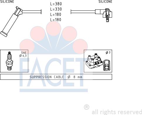 FACET 4.9619 - Комплект проводів запалювання avtolavka.club