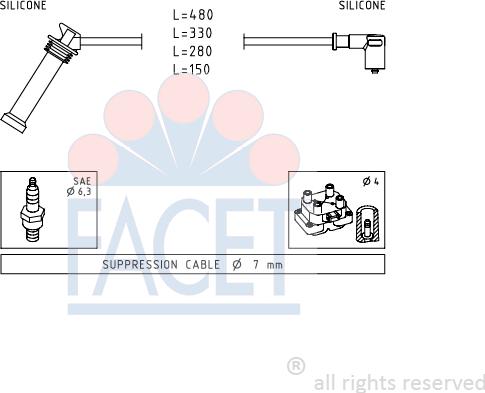 FACET 4.9614 - Комплект проводів запалювання avtolavka.club