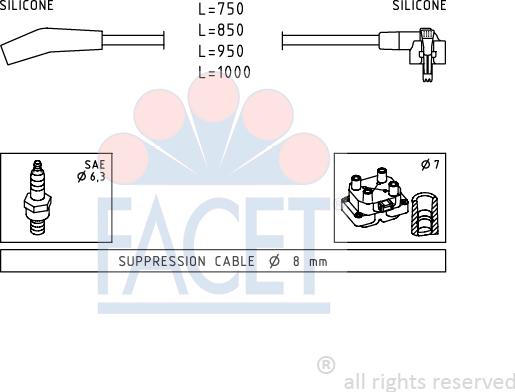 FACET 4.9639 - Комплект проводів запалювання avtolavka.club