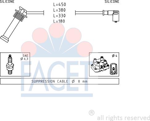 FACET 4.9624 - Комплект проводів запалювання avtolavka.club