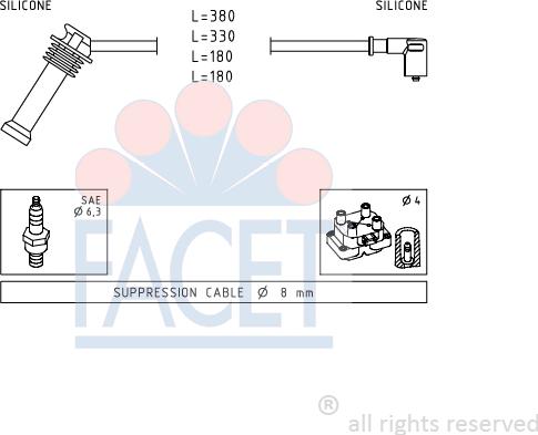 FACET 4.9625 - Комплект проводів запалювання avtolavka.club