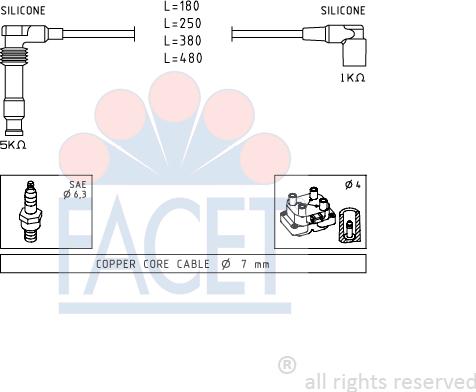 FACET 4.9677 - Комплект проводів запалювання avtolavka.club