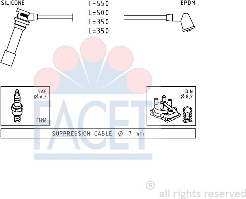 FACET 4.9738 - Комплект проводів запалювання avtolavka.club