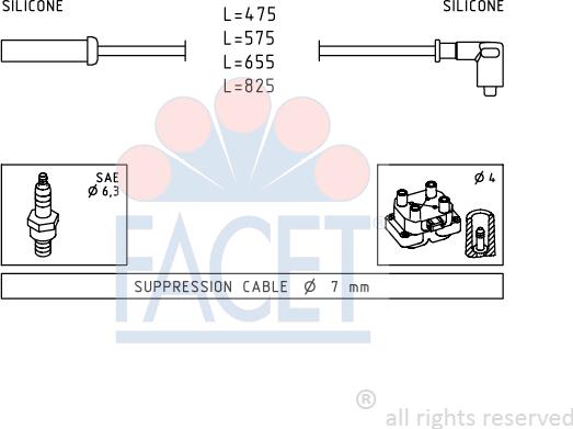 FACET 4.8494 - Комплект проводів запалювання avtolavka.club