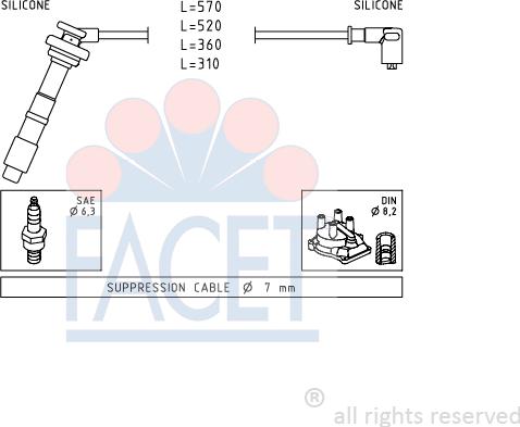 FACET 4.8608 - Комплект проводів запалювання avtolavka.club