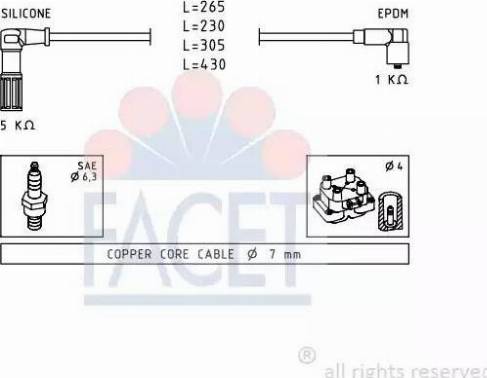 FACET 4.8613 - Комплект проводів запалювання avtolavka.club