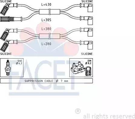 FACET 4.8889 - Комплект проводів запалювання avtolavka.club