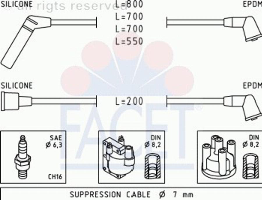 FACET 47122 - Комплект проводів запалювання avtolavka.club