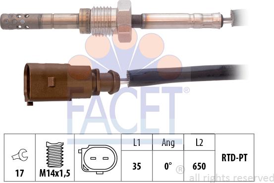 FACET 22.0065 - Датчик, температура вихлопних газів avtolavka.club