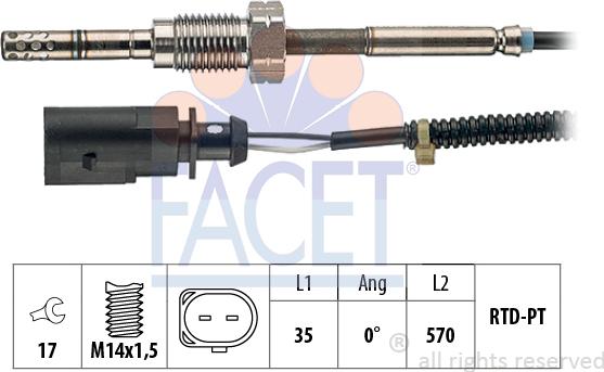 FACET 22.0062 - Датчик, температура вихлопних газів avtolavka.club