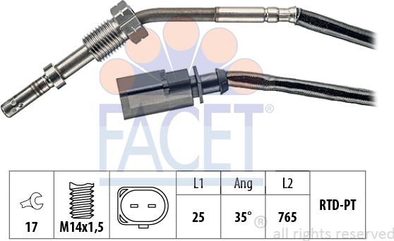 FACET 22.0003 - Датчик, температура вихлопних газів avtolavka.club