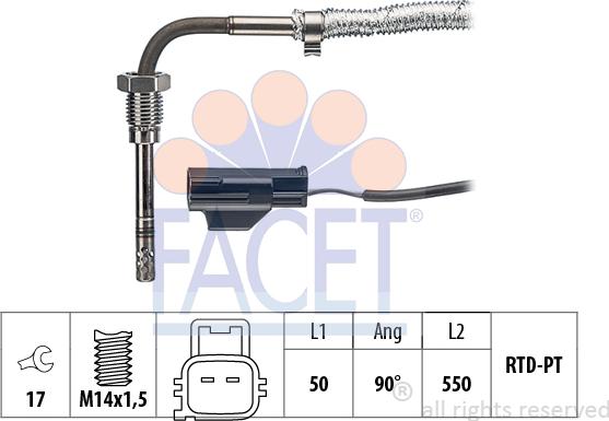 FACET 22.0089 - Датчик, температура вихлопних газів avtolavka.club