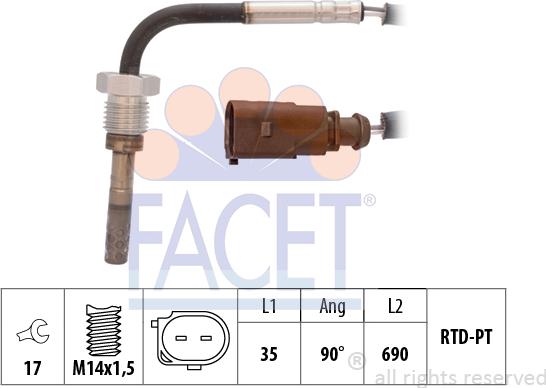 FACET 22.0077 - Датчик, температура вихлопних газів avtolavka.club