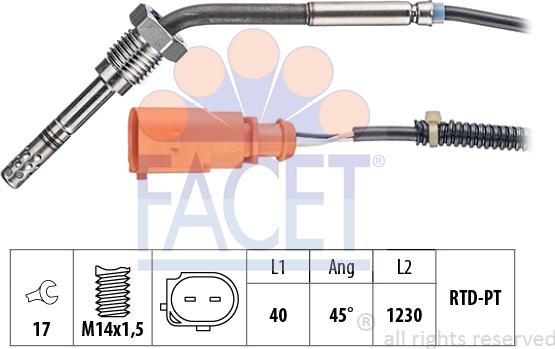 FACET 22.0191 - Датчик, температура вихлопних газів avtolavka.club