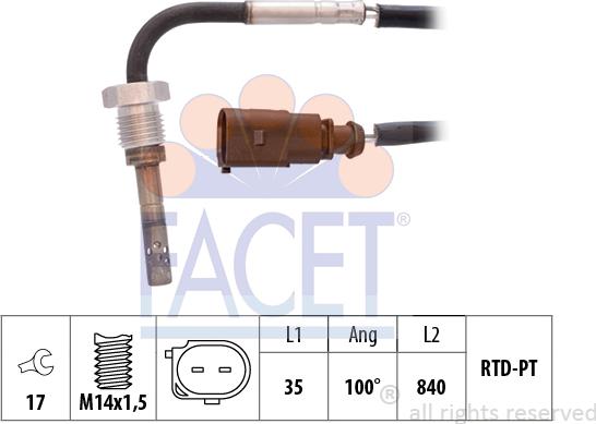 FACET 22.0193 - Датчик, температура вихлопних газів avtolavka.club